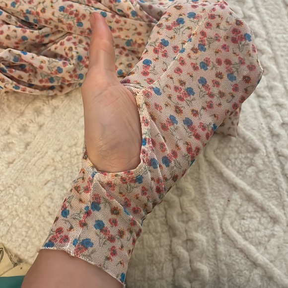 AFRM Floral Multicolor MESH Dress no under slip Turtleneck - Picture 4 of 5